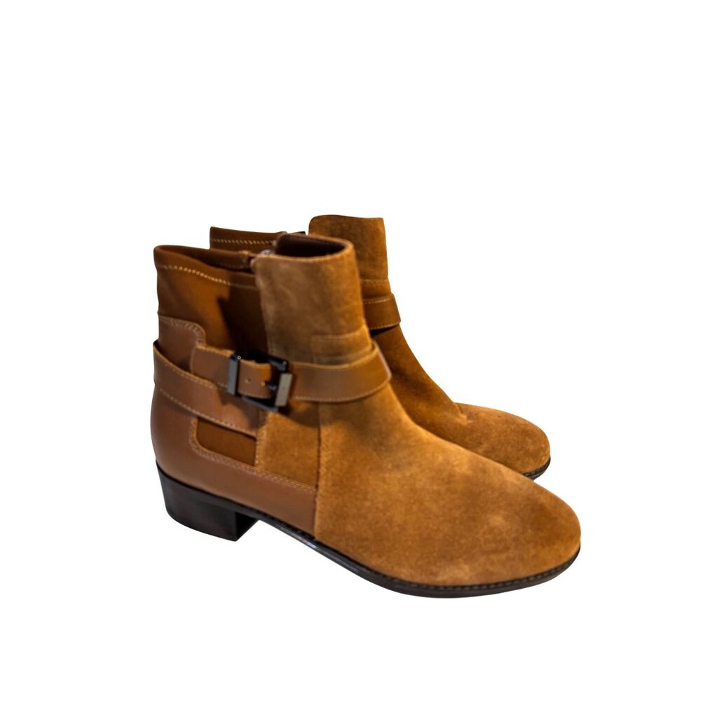 Isaac Mizrahi Brown Ankle Boots With Buckle Detail & Side Zippers‎ Women's 7.5W